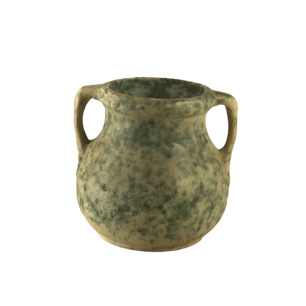 Early Burley Winter ARTS & CRAFTS Vase Mottled Matte Glaze Light Green Stamp 54
